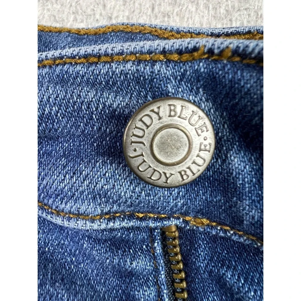 Judy Blue Denim Shorts Womens 1XL Blue Cutoff Distressed Stretch 7 Inseam
